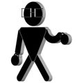 Stick figure, the person black on a white background, for design and registration costs stickman, lifts weights, 3D.
