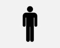 Stick Figure Person Icon. Man Male Boy Human Stand Pose Character Toilet Bathroom Sign Symbol