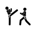 Stick figure pictogram, people, karate, isolated, vector