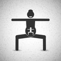 Stick figure. Pregnant woman and her baby doing plie squat.
