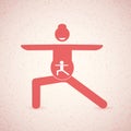 Stick figure. Pregnant woman and her baby doing yoga pose hero. Royalty Free Stock Photo