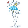 Stick figure with problems and umbrella
