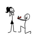 stick figure proposes to his girlfriend with a ring