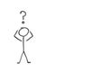 Stick figure with question mark depicting confusion over white background Royalty Free Stock Photo