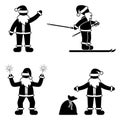 Stick figure Santa Claus happy holidays vector icon illustration pictogram set Royalty Free Stock Photo