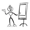 Stick figure series emotions - man at flipchart Royalty Free Stock Photo