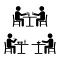 Stick figure set. Eating, drinking, meeting icon.