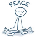 Stick figure sitting cross-legged, peace and yoga seat