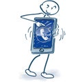 Stick figure with smartphone and call back