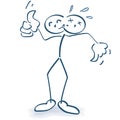 Stick figure with thumb up and down Royalty Free Stock Photo