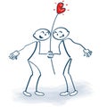 Stick figures as lovers with heart Royalty Free Stock Photo