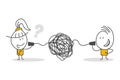 Stick figures. Bad communication, misunderstanding create confusion in work