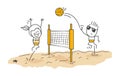 Stick figures. Boy and girl playing beach volleyball Royalty Free Stock Photo