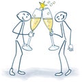 Stick figures with champagne glasses