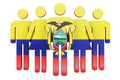 Stick figures with Ecuadorian flag. Social community and citizens of Ecuador, 3D rendering