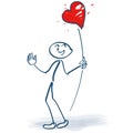 Stick figures with a heart on a stick Royalty Free Stock Photo
