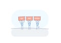 Stick figures holding We are hiring message above their heads. Vector illustration concept