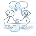 Stick figures shaking hands after a consultation Royalty Free Stock Photo