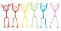Stick figures stickup - arms raised overhead Royalty Free Stock Photo