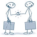 Stick Figures with suitcases when shaking hands