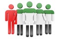 Stick figures with the United Arab Emirates flag. Social community and citizens of the UAE, 3D rendering Royalty Free Stock Photo