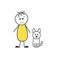 Stick figures: walks with dogs. Vector illustration. Royalty Free Stock Photo