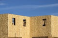 Stick frame with plywood sides, new house being built Royalty Free Stock Photo