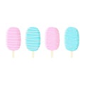 Stick ice cream set, blue and white icing with stripes and dressing Summer sweetmeat,