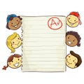 Stick Kids Around Paper showing A Plus Grade Royalty Free Stock Photo