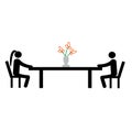 Stick man at a business meeting. Keep your distance