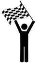 Stick man with checkered flag Royalty Free Stock Photo