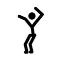 Stick man, dynamic position icon. Figures, standing posture symbol, sign. Pictogram isolated on white background. Abstract person Royalty Free Stock Photo