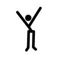 Stick man, dynamic position icon. Figures, standing posture symbol, sign. Pictogram isolated on white background. Abstract person Royalty Free Stock Photo