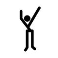 Stick man, dynamic position icon. Figures, standing posture symbol, sign. Pictogram isolated on white background. Abstract person Royalty Free Stock Photo