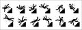 Stick man fall down. Black silhouette pictograms of people falling from staircase and ladder, exhausted and tired
