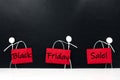 Stick man figure holding red Black Friday Sale door signage poster. Royalty Free Stock Photo