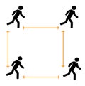 The stick man figurines sports. Social distance in sports activities. Royalty Free Stock Photo