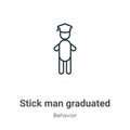 Stick man graduated outline vector icon. Thin line black stick man graduated icon, flat vector simple element illustration from