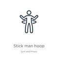Stick man hoop icon. Thin linear stick man hoop outline icon isolated on white background from gym and fitness collection. Line