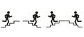 stick man, pictogram of the figure of a man running up and down the stairs, the direction of the emergency exit, Royalty Free Stock Photo