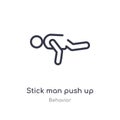 stick man push up outline icon. isolated line vector illustration from behavior collection. editable thin stroke stick man push up