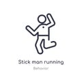 Stick Man Running Outline Icon. Isolated Line Vector Illustration From Behavior Collection. Editable Thin Stroke Stick Man Running