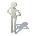 Stick man standing icon, isometric style