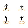 Stick man in various poses. Keep your distance when playing sports in the stadium