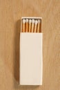 Stick matches open box on a wooden table with copy space Royalty Free Stock Photo