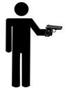 Stick person with hand gun