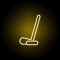 stick and puck icon in neon style. Signs and symbols can be used for web, logo, mobile app, UI, UX