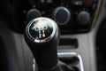 Stick shift. Manual Transmission of car. Closeup a manual shift of modern car gear shifter Royalty Free Stock Photo
