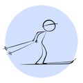 Stick Skier vector icon Royalty Free Stock Photo