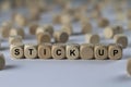 Stick up - cube with letters, sign with wooden cubes